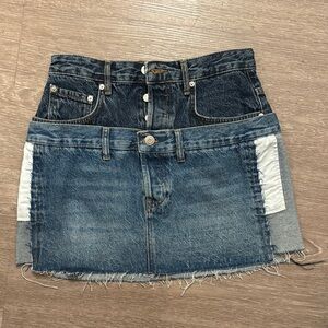 Zara Double Denim Mini Skirt